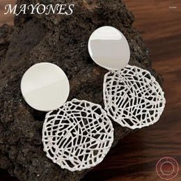 Stud Earrings S925 Sterling Silver Circular Woven Mesh For Women's Korean Version LInstagram Trendy High-end