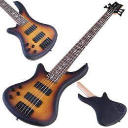 Cables Left Hand 5 String Electric Bass Guitar 43Inch 24 Fret Solid Basswood Body Guitarra Sunburst Color