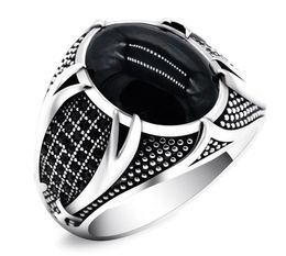 Wedding Rings Retro Handmade Islamic Ring For Men Vintage Turkish Double Swords Black CZ Stone Punk 2021 Trendy Religious Muslim J8296113
