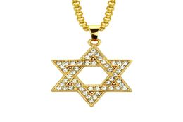 Happy Chanukah Good Quality Delicate Jewish Star Pendant Necklace Unisex Hip Hop Choker Necklaces Gold Colour Chain Rapper8549828