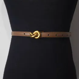 Genuine Leather Women Fashion Belt Knot Buckle Waistband Cummerbund For Dress Jeans