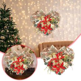 Decorative Flowers Christmas Wreath Front Door Decoration Cottage And Farmhouse Wreaths Decor For Home Party Wall Indoor Outdoor
