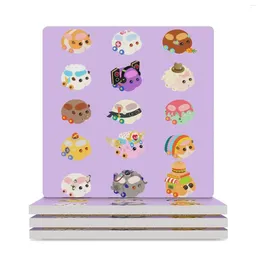 Table Mats Pui Molcar Assorted Characters - Purple Ceramic Coasters (Square) Tea Cup Holder For Custom White