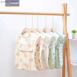 Bibs Burp Cloths Elinfant New PU Material Sleeveless Baby Bib For Eating Cute Print With Pocket Feeding Clothes Y240415Y240417K9ZT