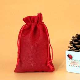 Gift Wrap 13 18cm 10pcs Red Jute Bags Wedding Favors Drawstring Bag Incense Storage Cosmetic Jewelry Sachet Packaging Linen