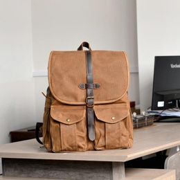 Backpack Vintage Oil Wax Canvas Outdoor Large Capacity Travel Bag Leisure 16 Inch Computer Student School