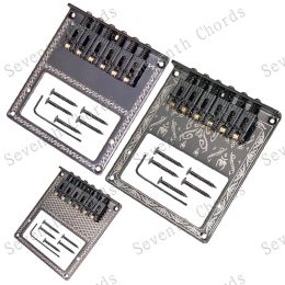 Cables Humbuckers Mount Hole, 6 String Roller Saddle Bridge for TL Electric Guitar Black Carving Decorative Pattern