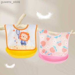 Bibs Burp Cloths Security Cartoon Print Baby Bibs Boys Girls Waterproof Soft Kids Burp Cloth Children Bib Feeding with Pocket Y240415Y240417V5XR