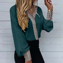 Large Size Leopard Blouse Tops Womens Spring Summer Casual Plus Tshirt Tee Female Clothing Korean Oversized Shirt 240403