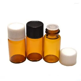 Storage Bottles 100pcs 3ml Amber Glass Essential Oil With Screw Cap Mini Empty Wishing Clear Vials Perfume Samples Jar