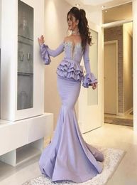 Vestidos Fashion ruffles Mermaid Evening Dresses sexy Long Sleeves Prom Dresses beaded crystals sweetheart formal prom Party Gowns5484761
