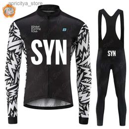 Cycling Jersey Sets 2024 New SYN Winter Cycling Clothing BIEHR Bike Shirt Outdoor Long Seve Jersey MTB Bicyc Jacket Thermal Fece Cycling Set L48