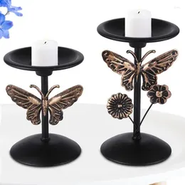 Candle Holders Black Candlestick Holder With Metal Butterfly Decorative Stands Fall Thanksgiving Christmas Dining Table