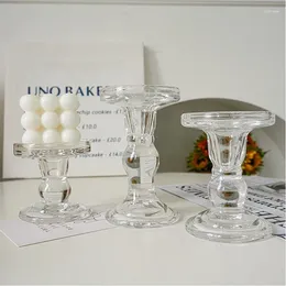 Candle Holders 1pc 3.46 / 4.52 5.51 Inch Glass For Home Decoration Decorative Wedding Holder Candlestick