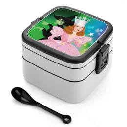 Dinnerware Good Witch Or Bad ? Bento Box School Kids Office Worker 2Layers Storage Alejandro Mogollo Art