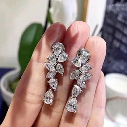 Dangle Earrings Huitan Brilliant Crystal Cubic Zirconia Hanging Women For Engagement Wedding Aesthetic Female Fashion Jewellery