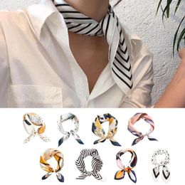 Scarves Breathable Silk Scarf Fashionable For Women Soft Neck Collar With Colourful Print Parties Commutes