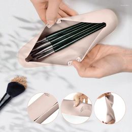 Storage Bags Travel Makeup Brush Holder Silicone Organiser With Upgrade Anti-Fall Out Zipper Closure Suitable For Daily Use