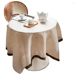 Table Cloth Plain Linen Round Tablecloth With Tassel Cover For Dining Coffee Living Room Home Obrus Tafelkleed Mantel De Mesa