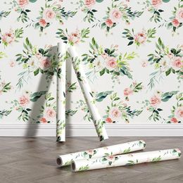 Wallpapers Self Adhesive Peel And Stick PVC Waterproof Flower Room Wallpaper Scratch Resistant Contact Paper For Kitchen Cabinets