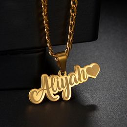 DIY Custom Stainless Steel Laser Marking Letters Name Pendant With NK Chain