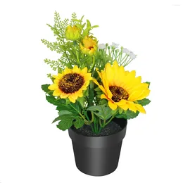 Decorative Flowers Artificial Sunflower Pot Silky Fake In Plastic Potted For Wedding Party/Indoor And Outdoor Decor Centerpie