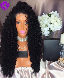 Side part 180 Long Black Afro Kinky Curly Synthetic Wigs Heat Resistant African American Wigs Gluelese Lace Front Wigs for Black 4261334