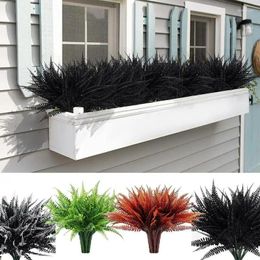 Decorative Flowers Artificial Ferns For Outdoor Plants Plastic Shrubs Greenery House Garden Office Decor Imitation Simulatio