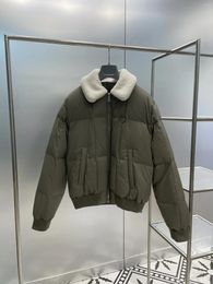 Women's Jackets 2024 Autumn/winter Down Coat Ribbed Knit Hem Lined Fur Collar