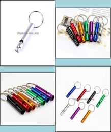 Keychains Metal Whistle Portable Self Defence Keyrings Rings Holder Fashion Car Key Chains Accessories Outdoor Cam Survival Stones8353022