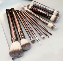 Hourglass Makeup Brushes Set 10pcs Powder Blush Eyeshadow Crease Concealer eyeLiner Smudger DarkBronze Metal Handle Cosmetics 1438412