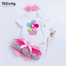 Childrenwear Girl Baby Five Color Petal Short Sleeve Sweetheart Summer Creeper PP Pants Set Reborn Baby Doll Clothing