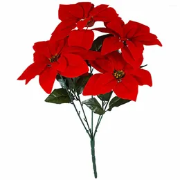 Decorative Flowers 5/7-branch Artificial Poinsettia Flower Home Office Decoration Wedding Christmas Supplies Party Event Floral