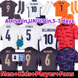 2024 Euro EnglandS jersey home away Soccer RICE SAKA FODEN RASHFORD STERLING STONES GREALISH KANE Men Kids fans player Shirt kit Football Jerseys