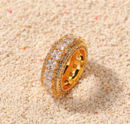 Men 039s Ring Fashion Gold Plated Bling Round Square Cubic Zirconia Bride Wedding Engagement Party Hip Hop Jewelry Accessories 6630031