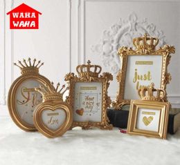 European Golden Crown Po Frame Creative Resin Picture Desktop Frame Luxury Po Frame for Wedding Home Decorative Gift Craft SH190912263314