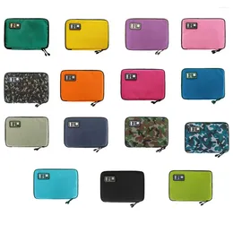 Storage Bags Nylon Data Cable Organizer Solid Color Zipper Card Reader Bag