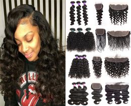 Brazilian Loose Deep Wave Human Hair With Lace Frontal Closure 13x4 Lace Frontal With Water Wave Straight Body Wave Kinky Curly Ha3619474