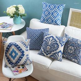 Pillow 45cm Cover Blue Abstract Geometric Hugging Pillowcase Home Decoration Sofa