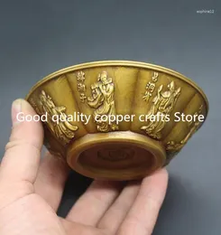 Decorative Figurines Collect Archaize Brass Eight Immortals Bowl Craft Statue