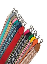 Wide Shoulder Strap Color Woven Canvas Shoulder Strap Allmatch Leather Diagonal Bag Strap Accessories Silver Gold Buckle 2205056550692