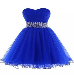 Royal Blue Tulle Ball Gown Sweetheart Prom Dress Lace Up 2019 Elegant Short Prom Gowns New Party Dress5112218