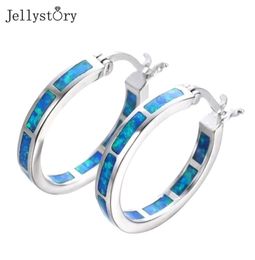 Jellystory High Quality 925 Stelring Silver Stud Earrings 24mm Circle Opal Gemstone Earrings For Women Wedding Jewellery Gifts 220211545189