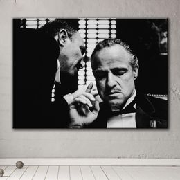 The Godfather Movie Posters Black and White Wall Art Vintage Canvas Prints Oil Painting Retro Wall Picture for Living Room Home Decor
