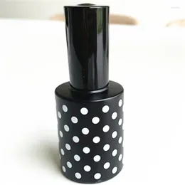 Storage Bottles 12ml Black White Dot Cylindrical Spray Perfume Glass Empty Bottle 100PCS/LOT