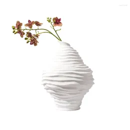 Vases Minimalist White Thread Ceramic Vase Light Luxury Soft Decoration With Flower Device Sales Office