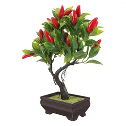 Decorative Flowers Fake Chilli Tree Tabletop Decor Simulation Bonsai Artificial Potted Desktop Adornment