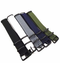 WholeBlack buckle 1PCS High quality 18MM 20MM Nylon Watch band NATO straps waterproof watch strap 5 Colours available206E8543252