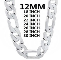 Chains Solid 925 Sterling Silver Necklace For Men Classic 12MM Cuban Chain 1830 Inches Charm High Quality Fine Jewellery WeddingCha1236253