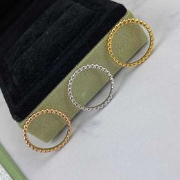 Designer Van Mizhu Letter Bead Edge Ring 925 Sterling Silver Plated 18K Gold Fashion Versatile Couple High Edition M375